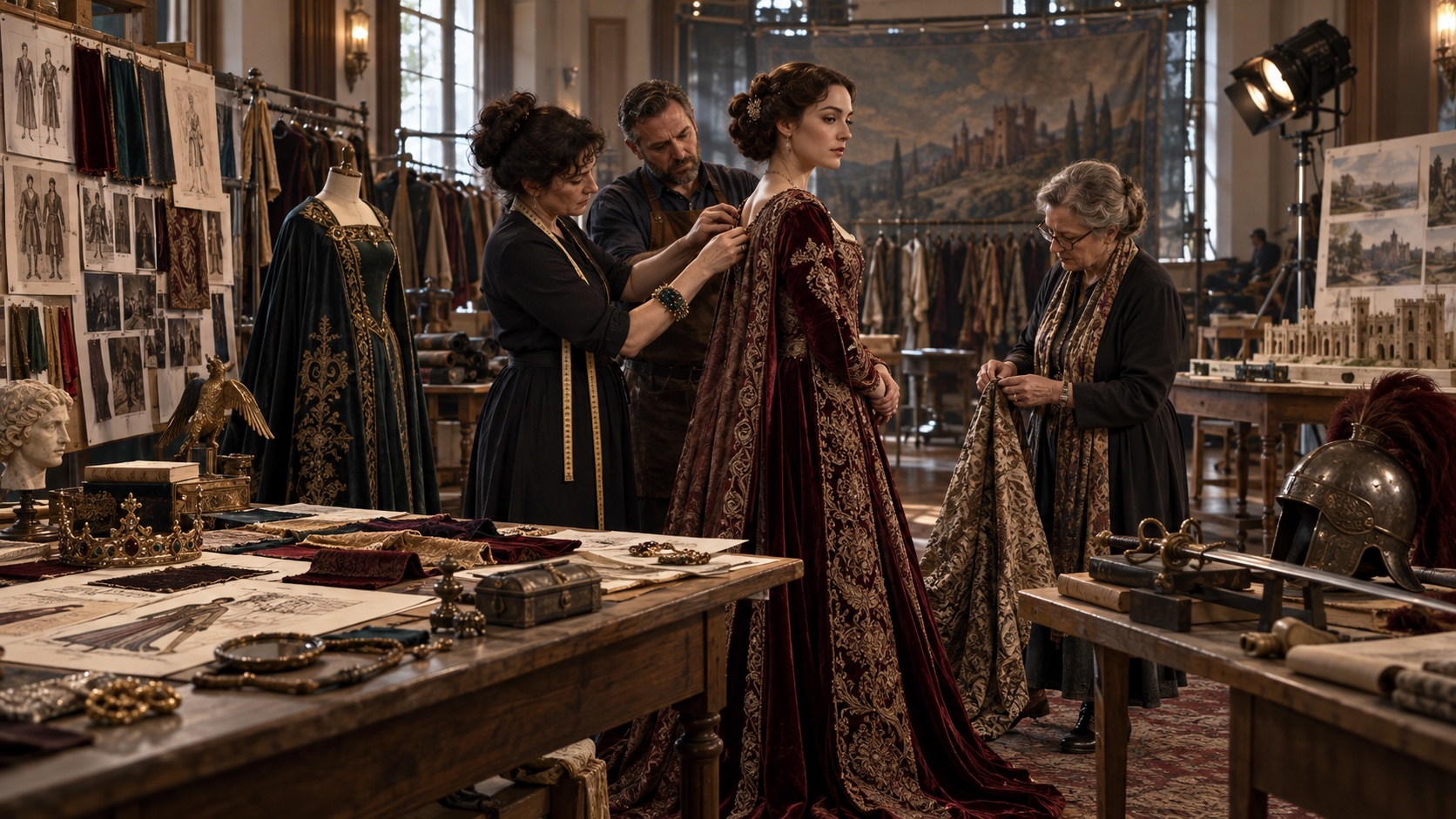 Cinematic department study showing the people, environment and working practice of Art, Costume & Objects