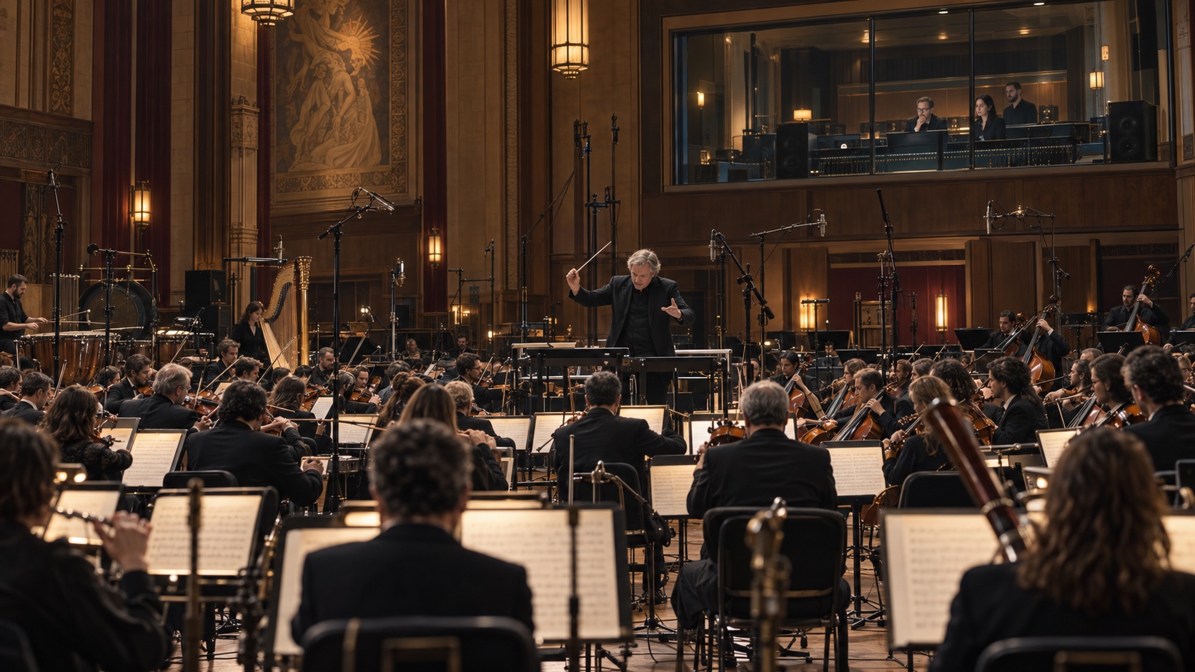 Cinematic department study showing the people, environment and working practice of Orchestra & Recording